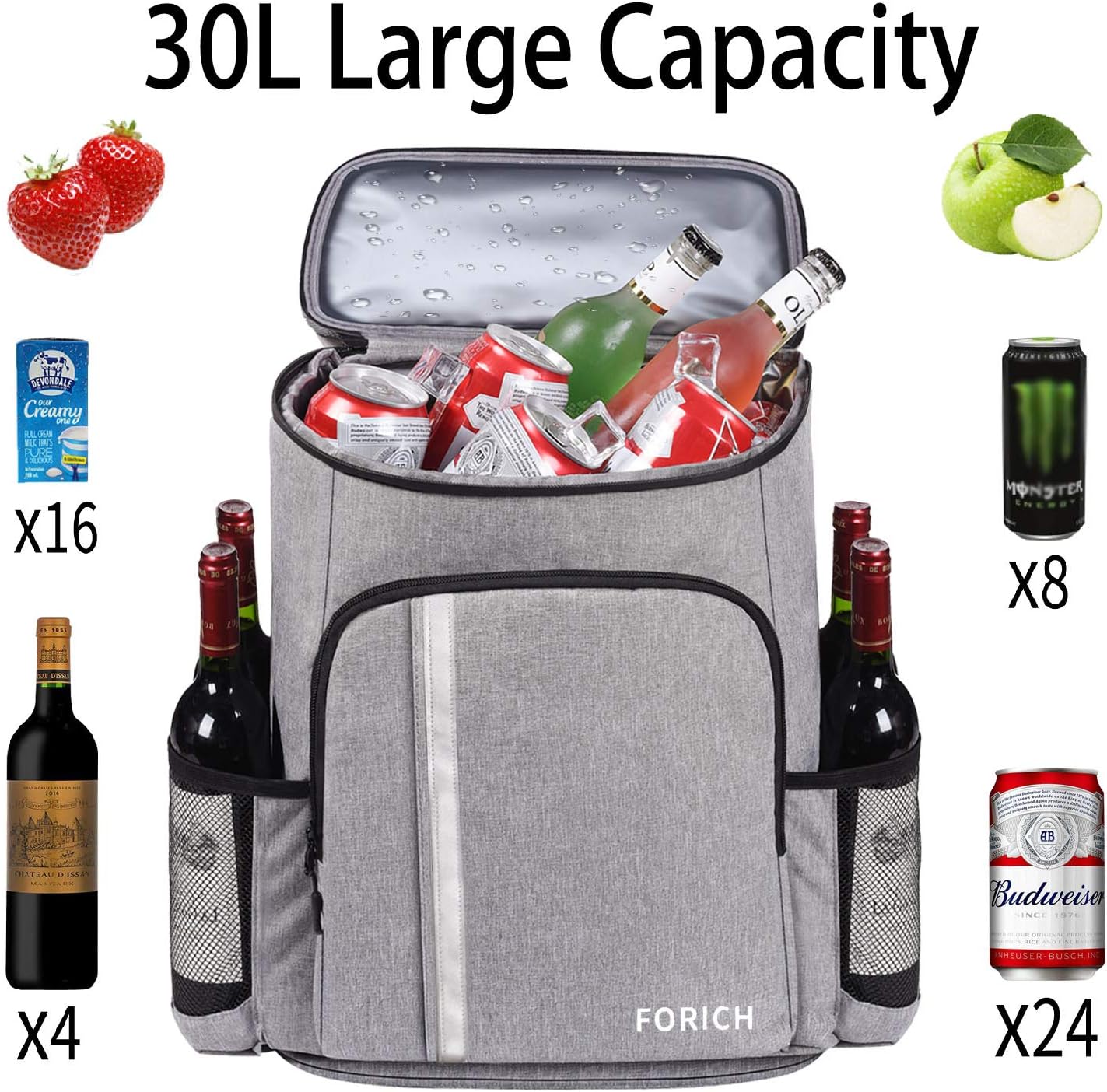 PARTY BACKPACK, Backpack Cooler Leakproof Insulated Waterproof Backpack Cooler Bag, Lightweight Soft Beach Cooler Backpack for Men Women to Work Lunch Picnics Camping Hiking, 30 Cans