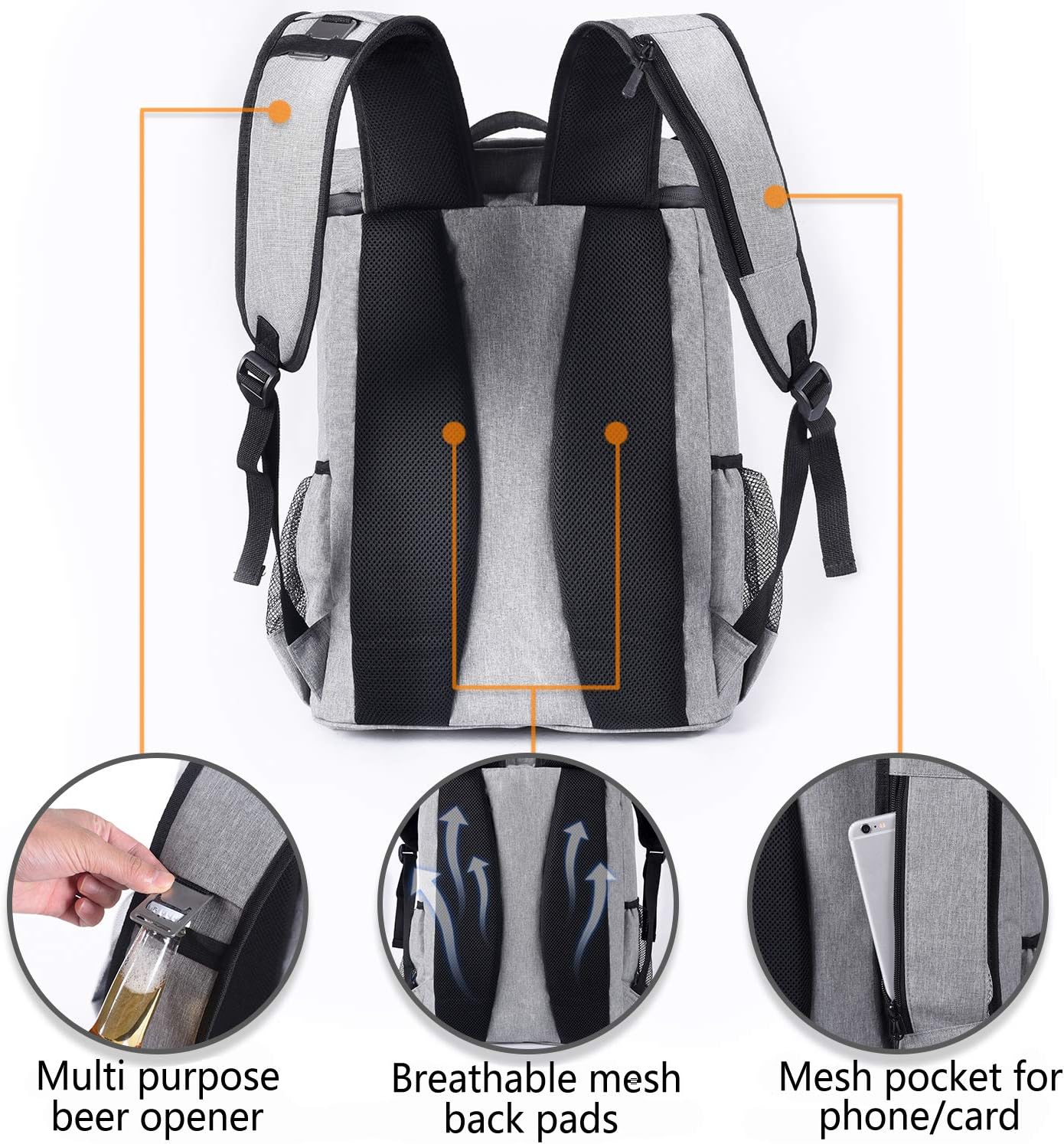 PARTY BACKPACK, Backpack Cooler Leakproof Insulated Waterproof Backpack Cooler Bag, Lightweight Soft Beach Cooler Backpack for Men Women to Work Lunch Picnics Camping Hiking, 30 Cans