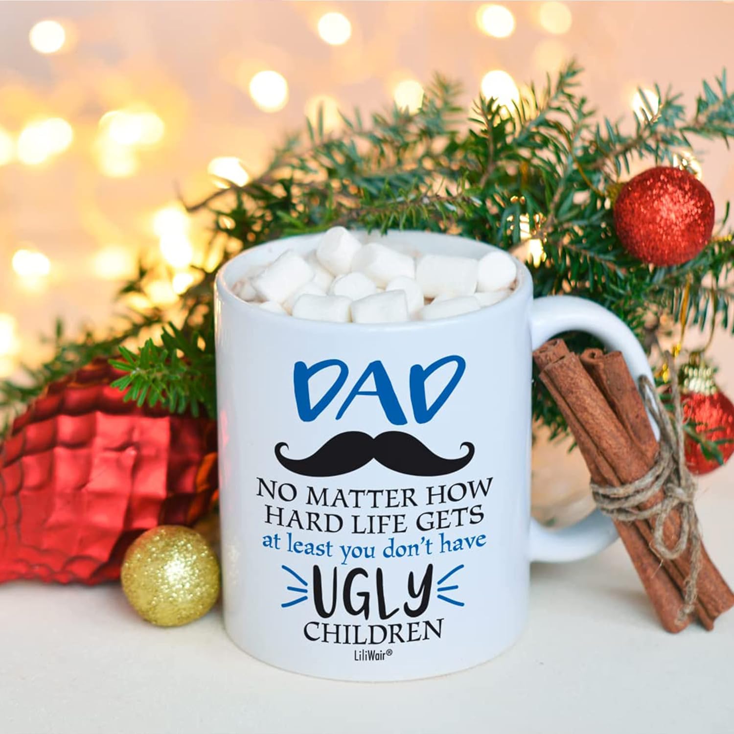 Gifts for Dad Who Wants Nothing from Daughter Son, Christmas Coffee Mug for Dad, Dad Gifts, Best Cool Happy Funny Birthday Mugs for Father, Daddy Stepdad Stepfather Step Dads Presents Cup